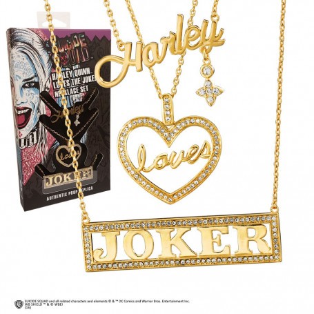 Suicide Squad Replica 1/1 Harley Loves Joker Necklace Set (gold-plated) 