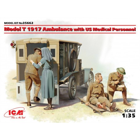 Model T 1917 Ambulance met US Medisch Personeel Bouwmodell