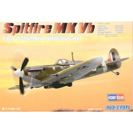 Supermarine Spitfire Mk.Vb Easy Build with 1 piece wings and lower fuselage 1 piece fuselage. Other parts as normal. Optional op