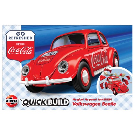 VW Beetle Coca-Cola QUICK BUILD Blauw (geen lijm of verf nodig) NIEUW GEREEDSCHAP Bouwmodell