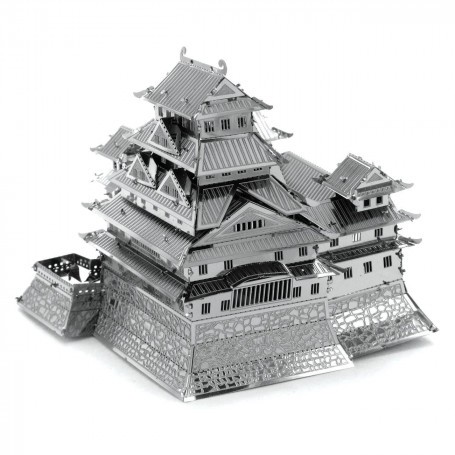 MetalEarth Architecture: HIMEJI CASTLE 7.2x6.9x6cm, metalen 3D-model met 3 vellen, op kaart 12x17cm, 14+ Modellen van gebouwen 