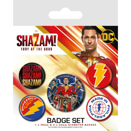 Shazam! pack of 5 Fury of the Gods badges 