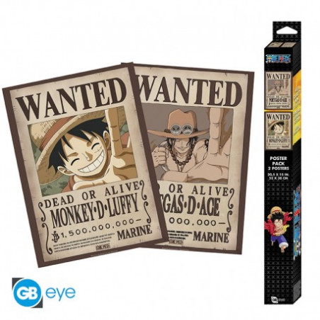 ONE PIECE - Set 2 Chibi Posters 52x38 - Wanted Luffy & Ace 
