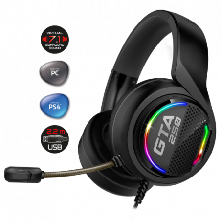 GTA 250 RGB-headset - Rood Blauw Groen Regenboog Led - voor PS4/PC