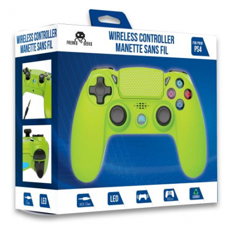 Flitsende groene draadloze controller voor PS4 met hoofdtelefoonaansluiting en verlichte knoppen