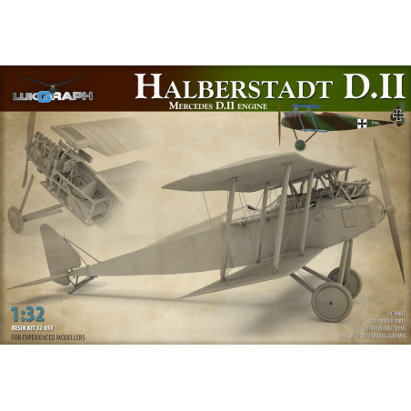 Halberstadt D.II with Mercedes D.II engine Resin Casting Parts:Fuselage, wings (steel wire reinforced only 1:32), horizontal and
