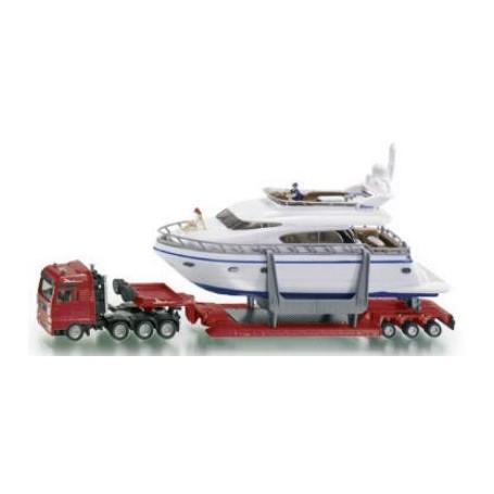 Low loader with Yacht 1:87 Miniaturen vrachtwagens