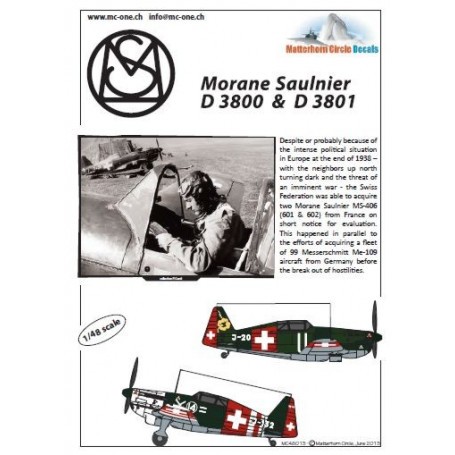 Sticker Morane D-3800 &amp; D-3801 [Morane Saulnier MS.406C-1] 