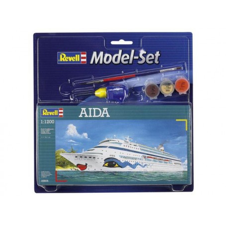 Aida Model Set - box containing the model, paints, brush and glue Modelboot bouwpakket